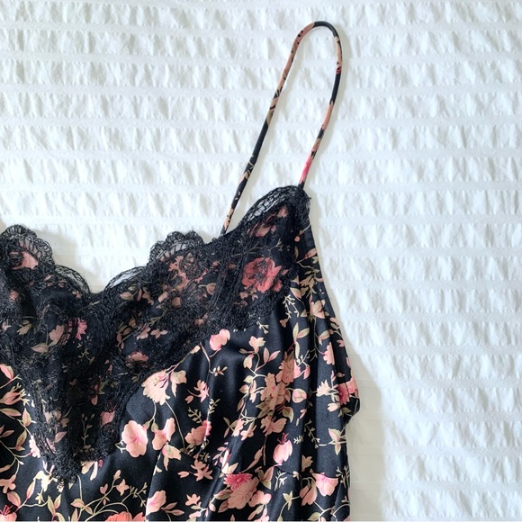 VTG 90s Y2K Betsy Johnson Silk Slip Dress Black Floral XS - Picture 3 of 15